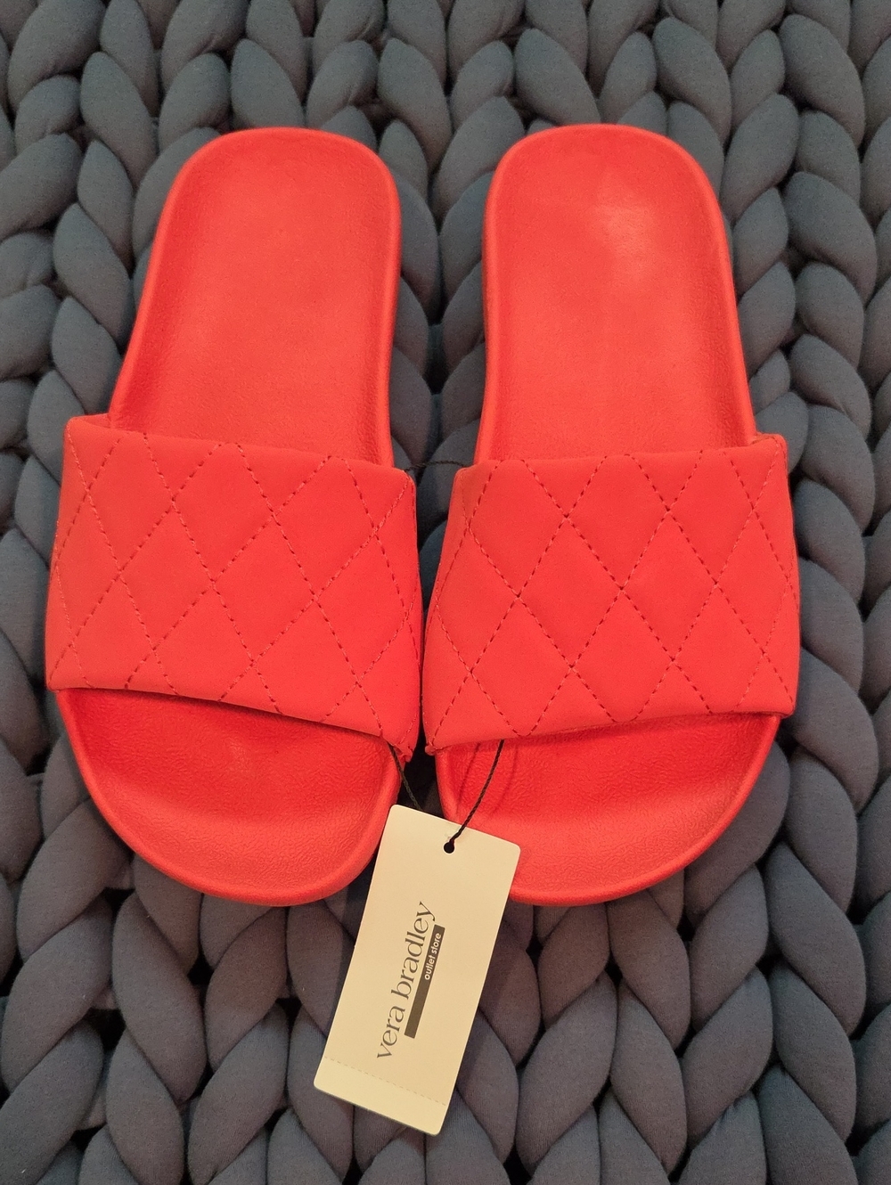 Vera Bradley Coral Quilted Slide Sandals